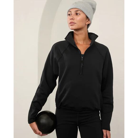 NWT Athleta Altitude Edge 1/2 Zip Sweatshirt Black - Size: Medium - Picture 1 of 10